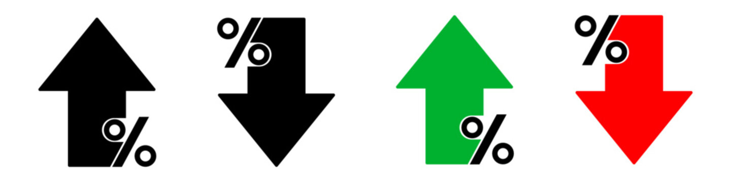 Percent arrow isolated icon in line style. Vector business concept.	