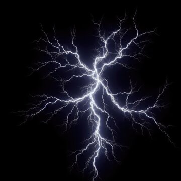 thunder overlay electrical bright glowing lightning isolated on black background 