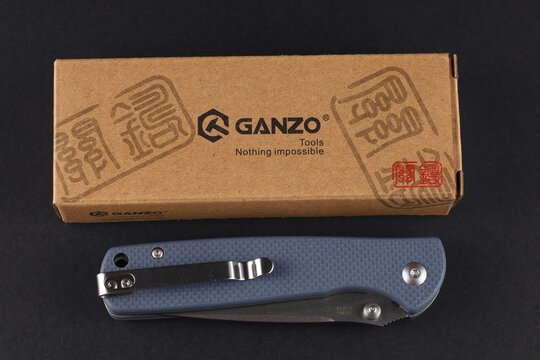LVIV, UKRAINE - December 08, 2023: Folding knife Ganzo G6805