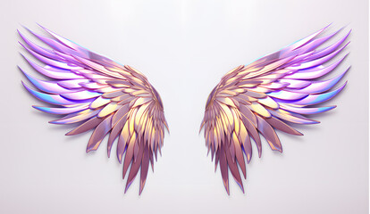 Obraz premium Magic rainbow colors angel wings isolated on white background