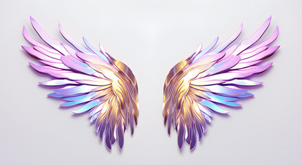 Magic rainbow colors angel wings isolated on white background