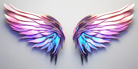 Fotobehang Magic rainbow colors angel wings isolated on white background © Oksana