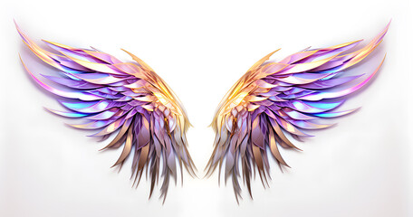 Magic rainbow colors angel wings isolated on white background