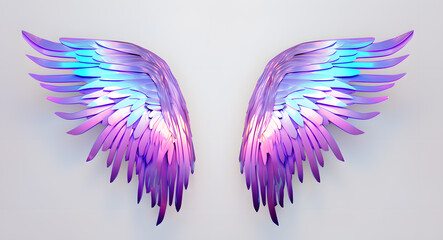 Magic rainbow colors angel wings isolated on white background