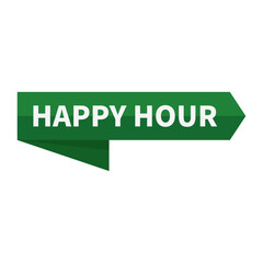 Happy Hour In Green Ribbon Rectangle Shape For Information Announcement Marketing Social Media
