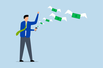 Financial smart phone application, man uses a mobile banking app to transfer money or make an online purchase.