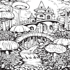whimsical garden coloring page