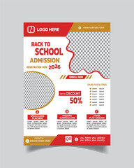 Admission School Flyer or Kids Admission Leaflet Template A4