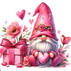 Valentines Gnome illustration