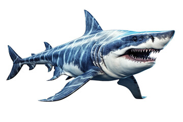 shark fish beast megalodon PNG isolated on white transparent background - obrazy, fototapety, plakaty