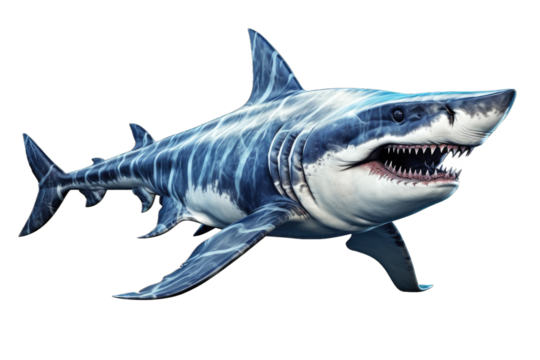 shark fish beast megalodon PNG isolated on white transparent background