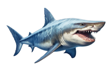 shark fish beast megalodon PNG isolated on white transparent background