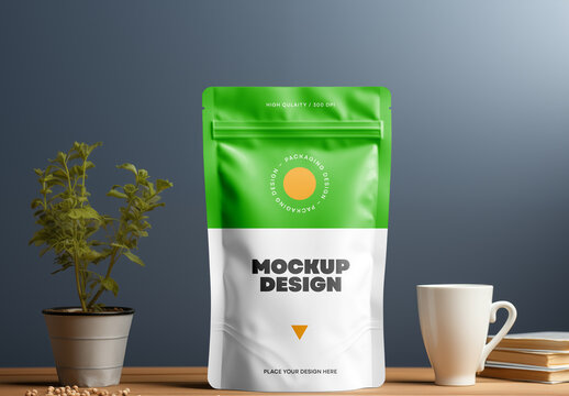 Stand Up Plastic Pouch Mockup Generated With AI