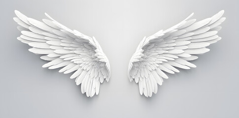 White Angel wings isolated on white background - obrazy, fototapety, plakaty
