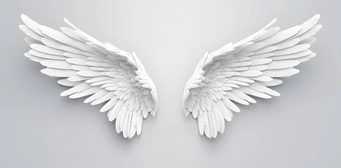 Fotobehang White Angel wings isolated on white background © Oksana