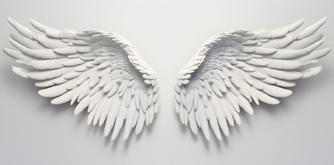 Fototapeta na wymiar White Angel wings isolated on white background