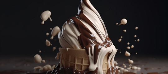 splash of vanilla chocolate cone ice cream 1