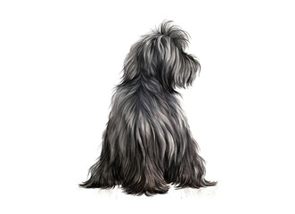 Rear image of dog sitting with his back isolated on transparent background