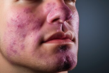 Lupus Rash On Face Of Man Medical Illustration - obrazy, fototapety, plakaty