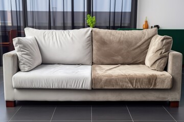Sofas Appearance Before And After Drycleaning In Room