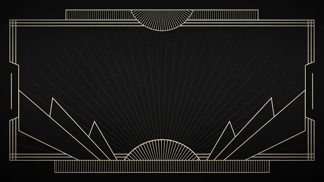 simple luxury art deco gatsby style gold metal, intro background, 4K video
