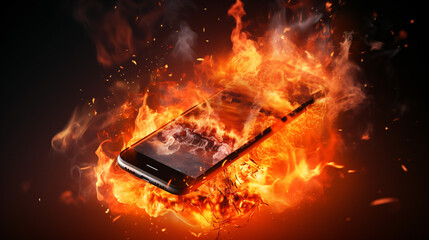 Burning smartphone