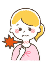 風邪をひいている子供。体調不良の症状。