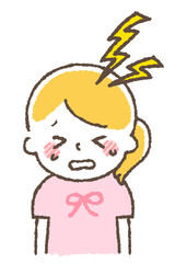 風邪をひいている子供。体調不良の症状。