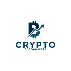 Digital Crypto currency logo with Blockchain technology. Financial technology or fintech logo template - obrazy, fototapety, plakaty