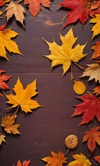 Background With Autumnal Colors And Falling Leaves.