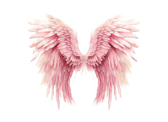 Pink angel wings isolated on transparent background