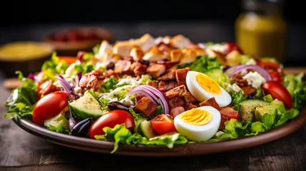 Poster Close up cobb salad full of chunks of vegetables © iqra