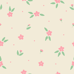 Seamless delicate cottagecore floral pattern with vintage motif