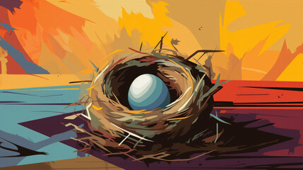 Retirement Nest Egg: A nest egg in a nest to represent retirement savings