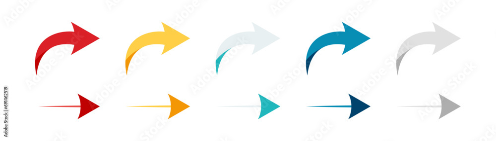 Wall mural arrow icon set. colored arrow symbols. arrow of different types. arrow isolated vector graphic eleme