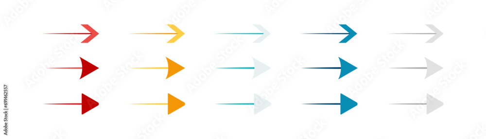 Wall mural arrow icon set. colored arrow symbols. arrow of different types. arrow isolated vector graphic eleme