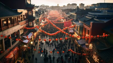 Chinese new year celebration festival in chinatown streets
