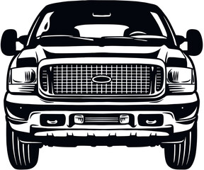 Classic Truck - Classic Old Car, Muscle car Stencil - Vector Clip Art for tshirt and emblem