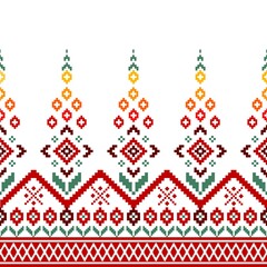Ethnic Patterns. Pixel Horizontal Seamless Vector. Geometric Ethnic Indian pattern