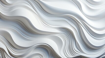 A mesmerizing display of minimalist beauty, the white wavy lines dance upon the pristine white surface, evoking a sense of fluidity and tranquility in this abstract work of art