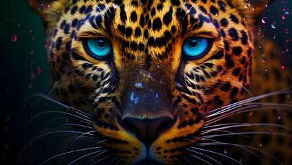 Leopard's eyes macro close up Bright and colorful animal poster