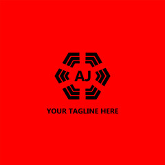 AJ letter logo design with red background in illustrator, vector logo modern alphabet font overlap style, AJ polygon logo Simple, Elegant, and Luxurious Logo.