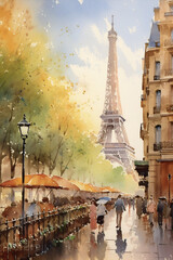 Abstract Illustration of Paris, Eifeltower,