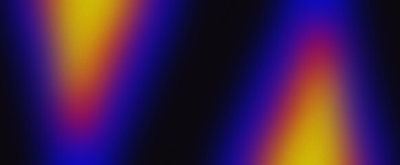 Bright rainbow, orange, blue, yellow, lemon, red on a black background. Psychedelic, grainy gradient, noise effect, color wave, retro design. Retro colors in the style 70s, 80s, 90s 