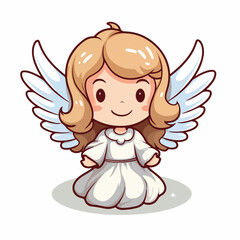 Angel winged glory halo cute flat vector illustration. Angel winged glory halo cute hand drawing isolated vector illustration