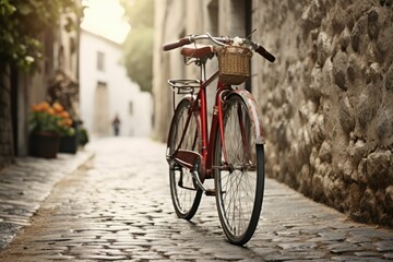 Vintage Bicycle on Cobblestone