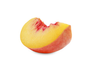 Slice of ripe peach isolated on white