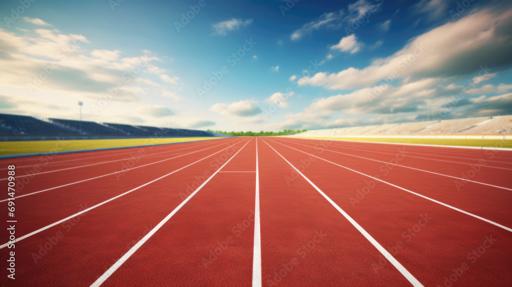 Wall mural professional empty running track in stadium