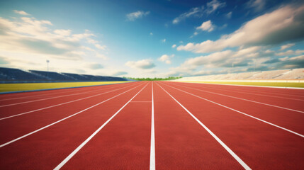 Professional empty running track in stadium - Powered by Adobe