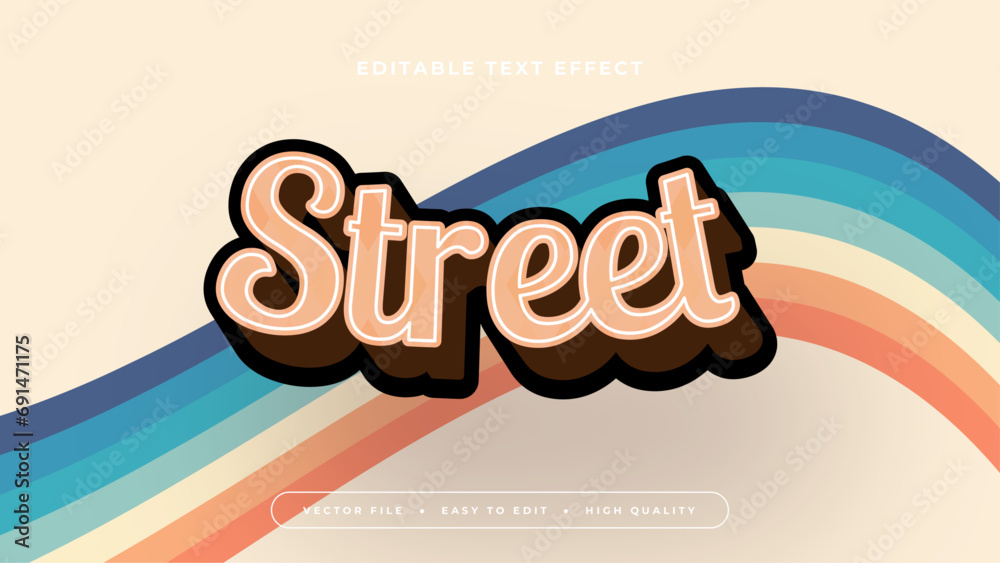 Poster Colorful colourful street 3d editable text effect - font style. Retro text effect